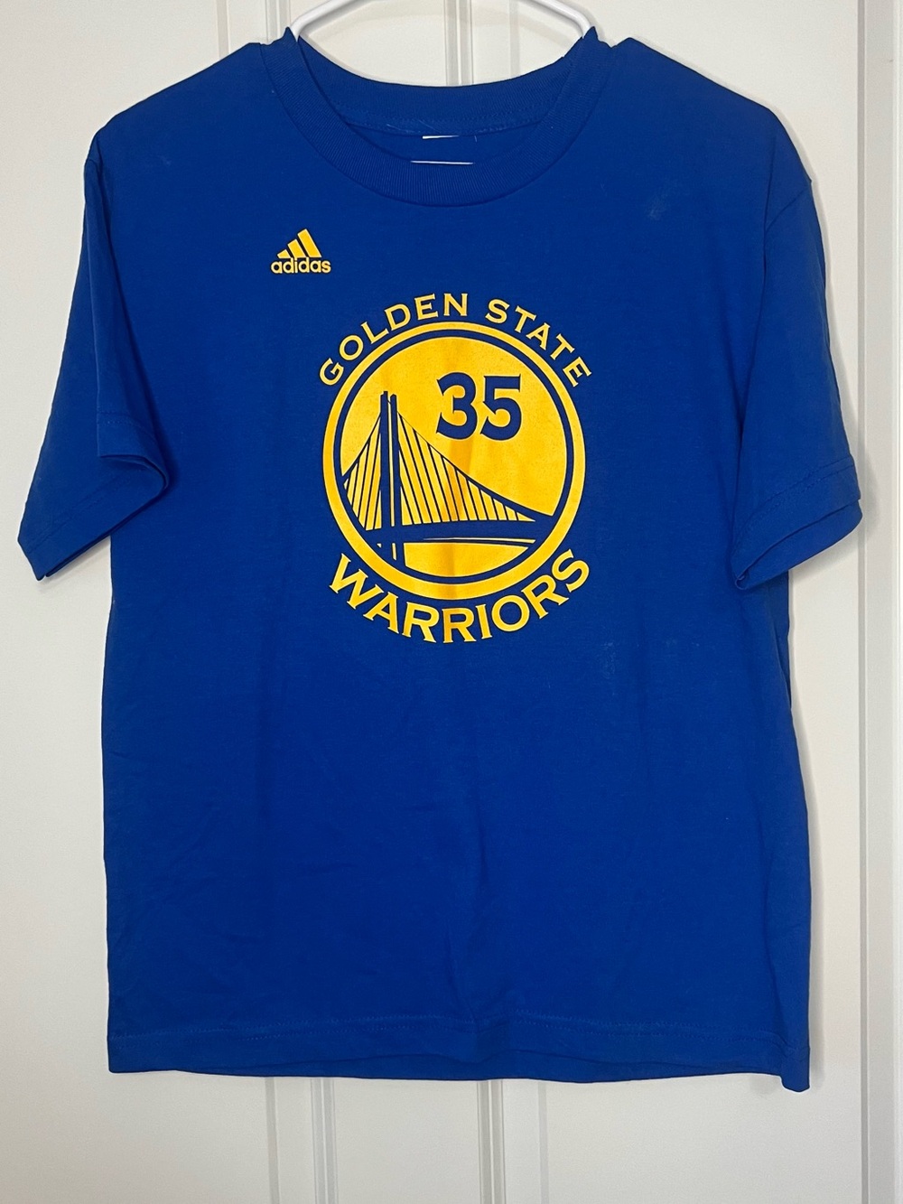 adidas Blue and Yellow Golden State Warriors Tee